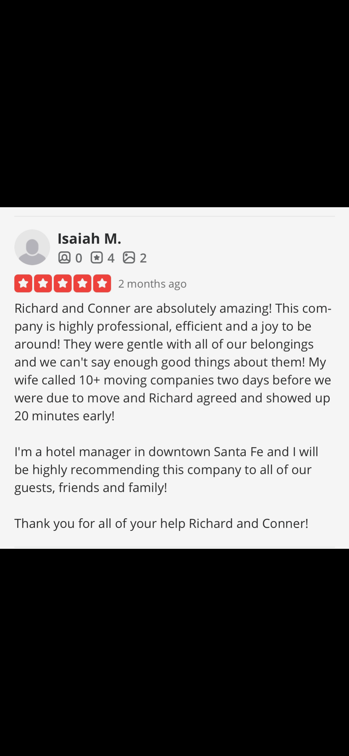 5-star review from Isaiah M.